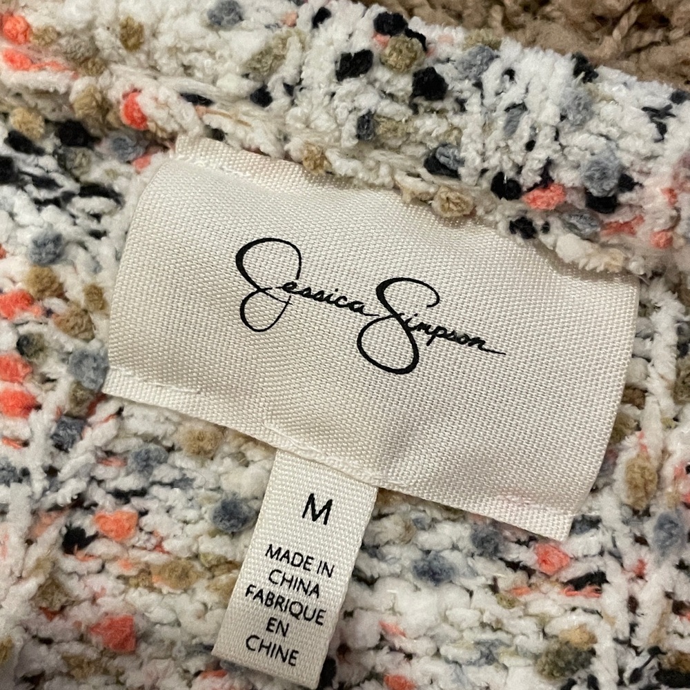 Jessica Simpson Slightly Cropped White and Colorful Sweater - Picture 3 of 4